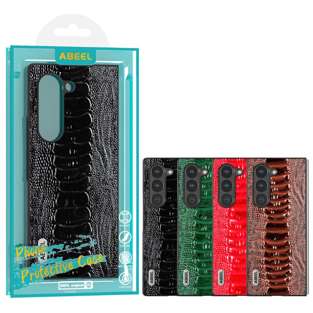 Für Samsung Galaxy Z Fold6 5G Hülle Krokodiltextur Echtes Rindsleder Rückseite