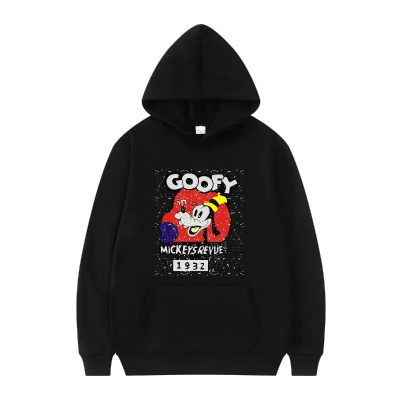 Disney Mickey Mouse Pattern Woman Fleece Casual Loose Black Autumn Tops Clothes Pullovers Ladies Cheap Hoodies Men Sweatshirts