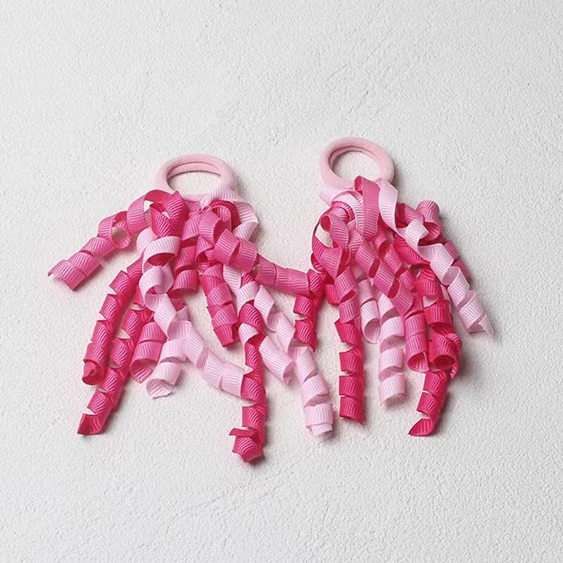 

2 шт./лот, разноцветные вьющиеся ленты для волос для девочек и женщин, милые резинки для волос, детские держатели для хвостиков, эластичные ленты для волос розы красного