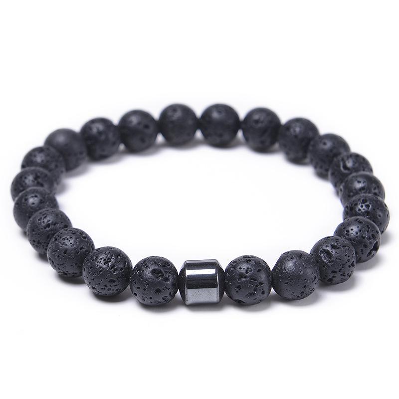 Natural Obsidian Stone Bracelet Magnetic Anxiety Relief Healthy Women Men Smoking Cessation Weight Loss Black Beads Bracelets