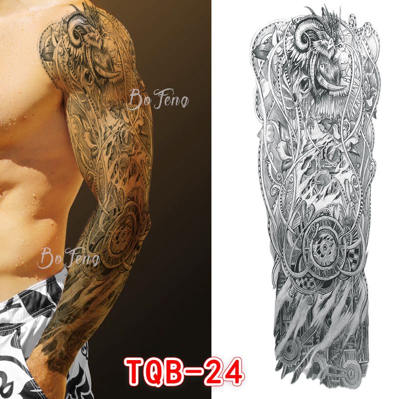 Waterproof Full Arm Floral Tattoo Stickers - Cross-Border Design for Europe & America