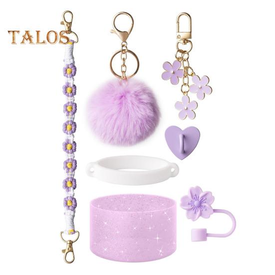 

Набор из 7 аксессуаров для стаканов объемом 30/40 унций, силиконовая ручка, ремешок, чехол для ботинка, брелок, подвески, не содержащие бисфенол-А, многоразовые декоративные подарки на Рождество фиолетовый