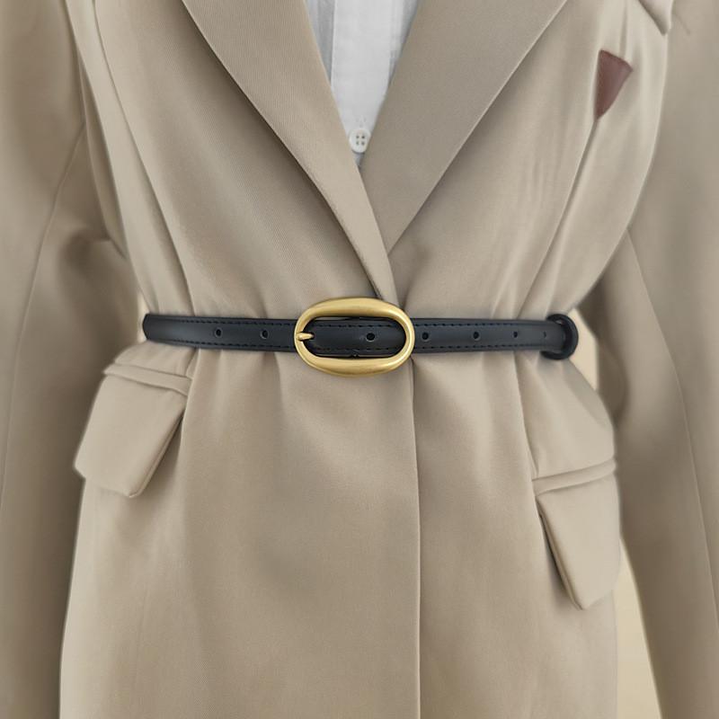 Solid Leather Color Waist Belt With Simple Design For Everyday Office And