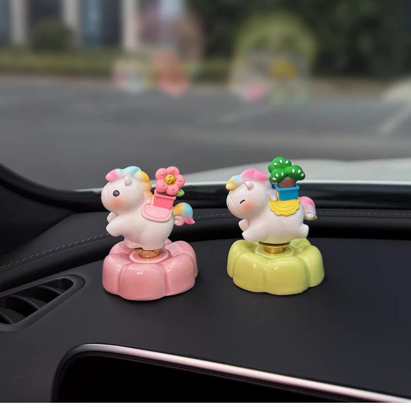 Lucky Money Horse Car Dashboard Ornament Cute Rocking Pony Figurine