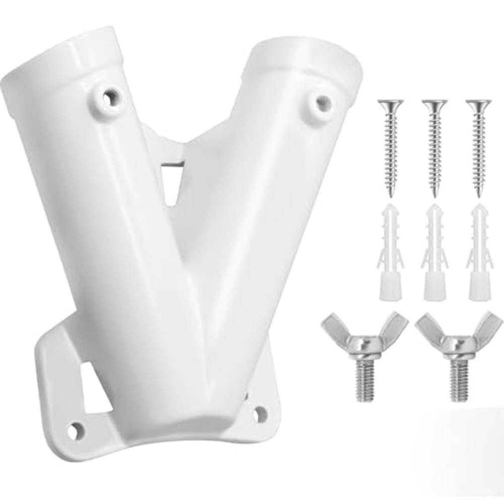 

1PCS Heavy Duty V Shape Wall-mounted Flagpole Fixed Bracket Aluminum Alloy Wall Flag Holder Double Hole Bracket Flag Mount білий