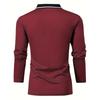 Ny 100% Polyester Herre Business Casual Langermet Poloskjorte Herre Ensfarget Enkel Stil Topper Poloskjorte Herre Klær Golfpolo