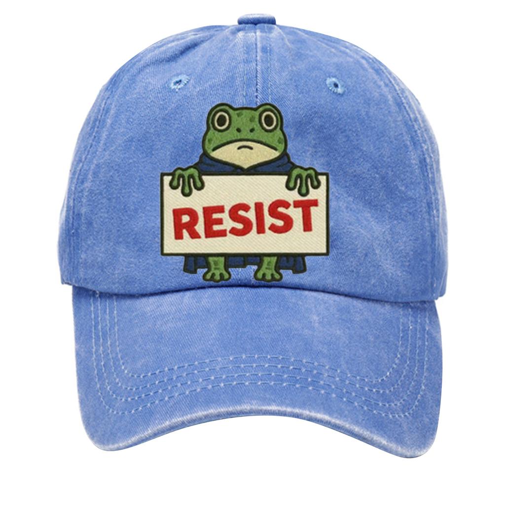 Men's Washed Cotton Baseball Cap With Printed Distressed Soft Top Denim Hat, Vintage Hat