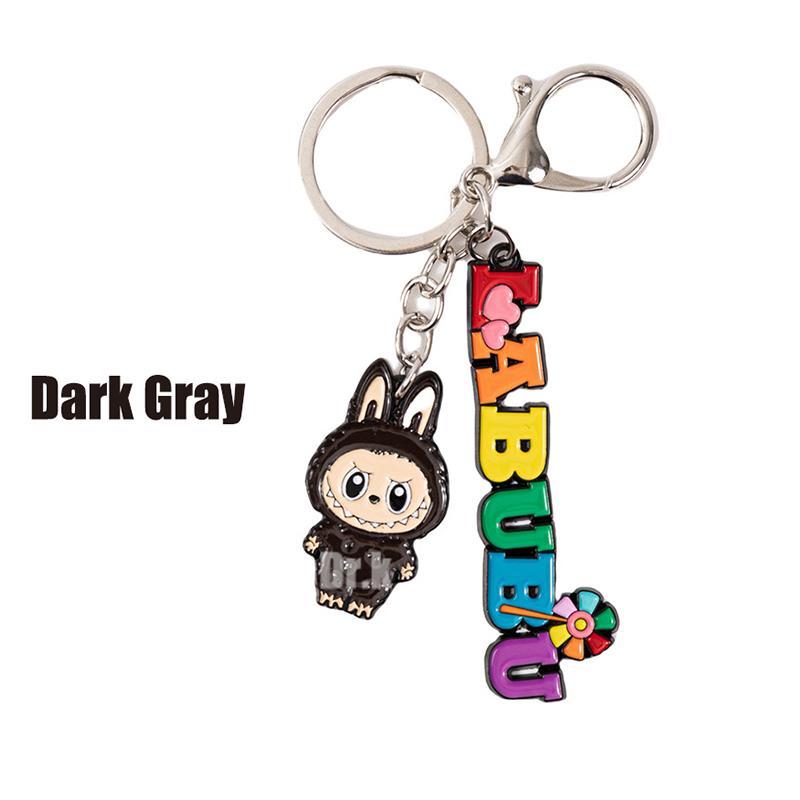 

Cartoon Labubu Series Metal Key Rings Bag Pendant Key Buckle Ornaments Car Accessories темно-сірий