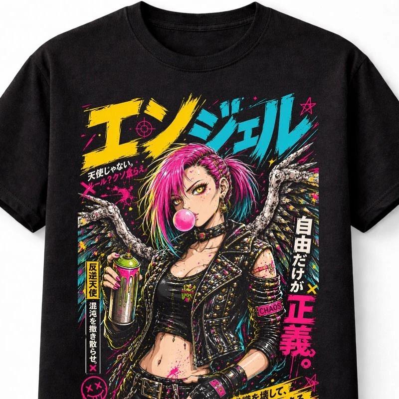 Anime Punk Spray Angel Girl Japanese Unisexga Graphic Unisex TShirt S