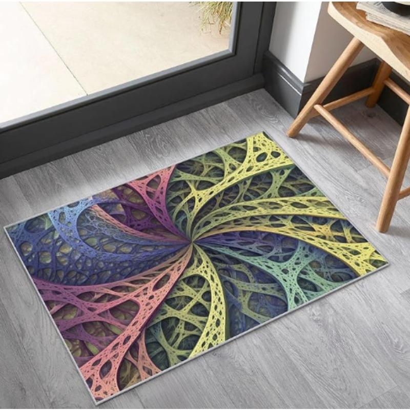 Mystic Geometric Eye Carpet Orange Blue Triangle Design Abstract All Seeing Pattern Artistic Living Room Rug Home Decor