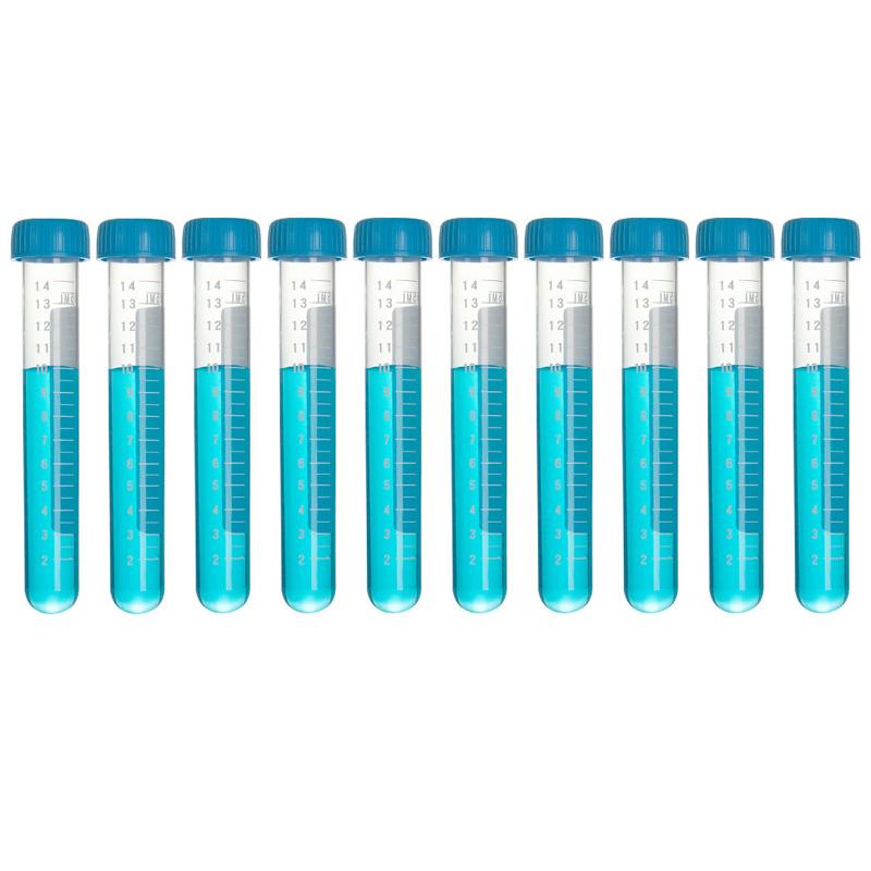10 Pieces Plastic Scale Spiral Blue Lid Round Bottom Centrifuge Tube Container Science Laboratory Analysis Test Tube 15ML 15ml