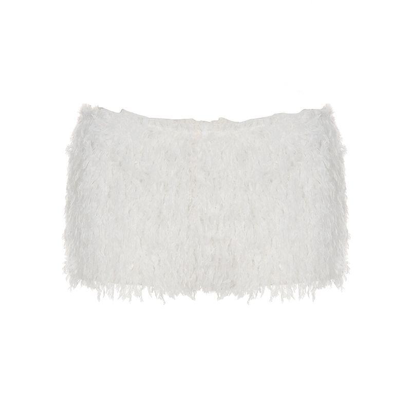 

Fashion Style Autumn and Winter Knitting Shorts Furry Hip-Hugger Ins Sexy Silm Slim Looking Solid Color Plush Casual Hot Pants White Mao Mao Pants L