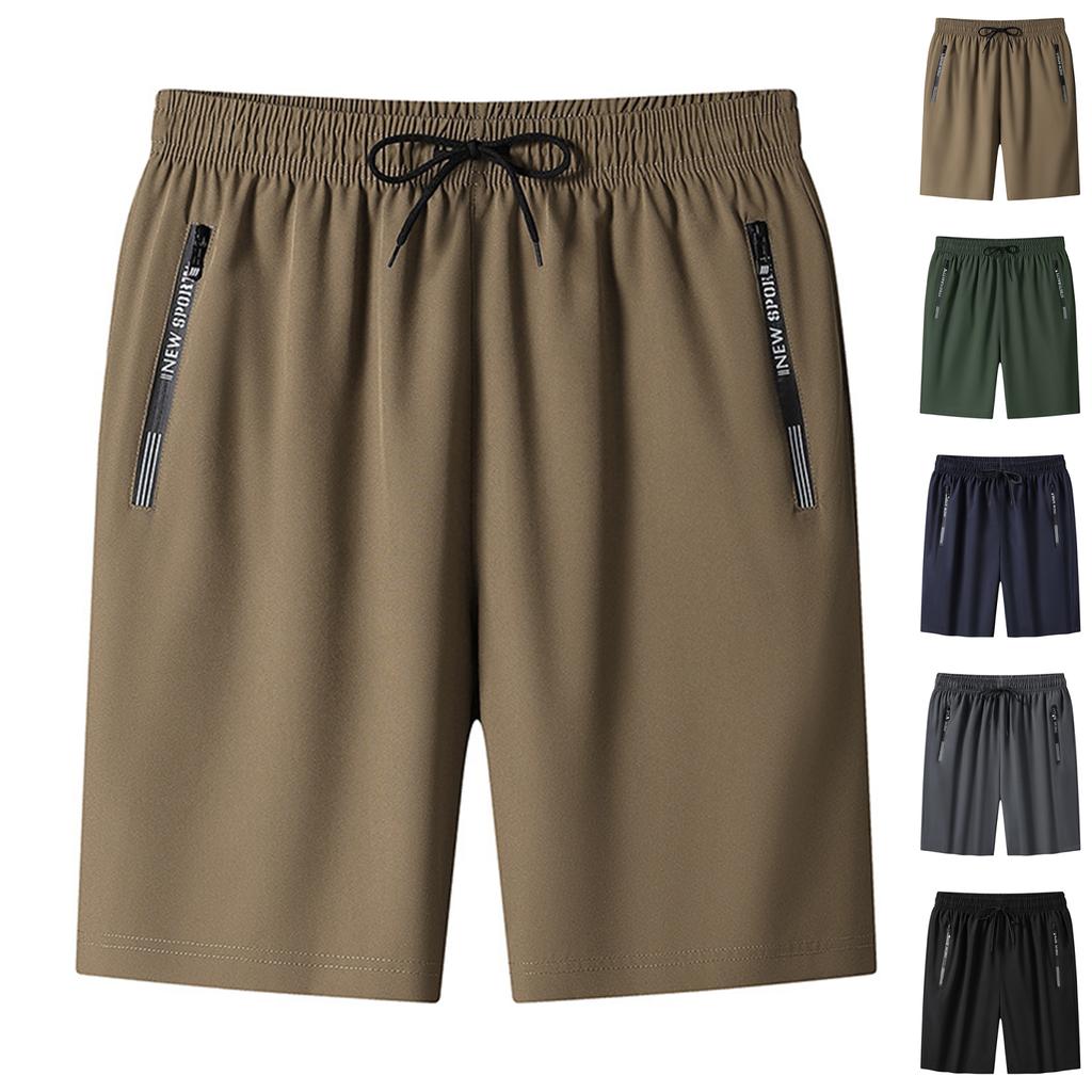 Men's Summer Casual Sport Shorts Elastic Waistband Quick Dry Lightweight Breathable Four-Way Stretch Five-Point Length Beachwear