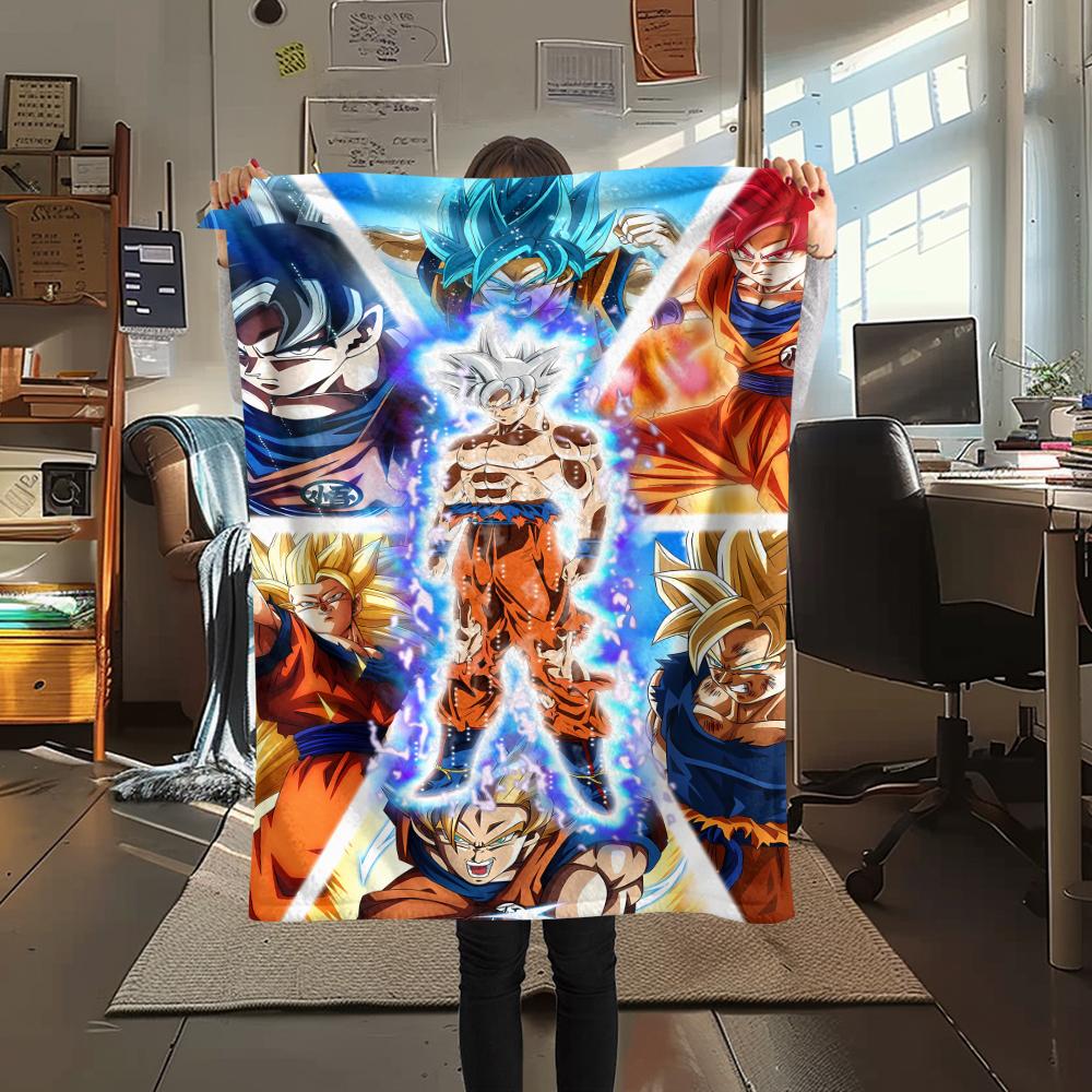 

Фланелевое одеяло с принтом персонажей Dragon Ball, Высококачественное, Удобное для всех сезонов, Декор для дома, Тепло и уют, Идеально для рождественских подарков 80cm x 120cm