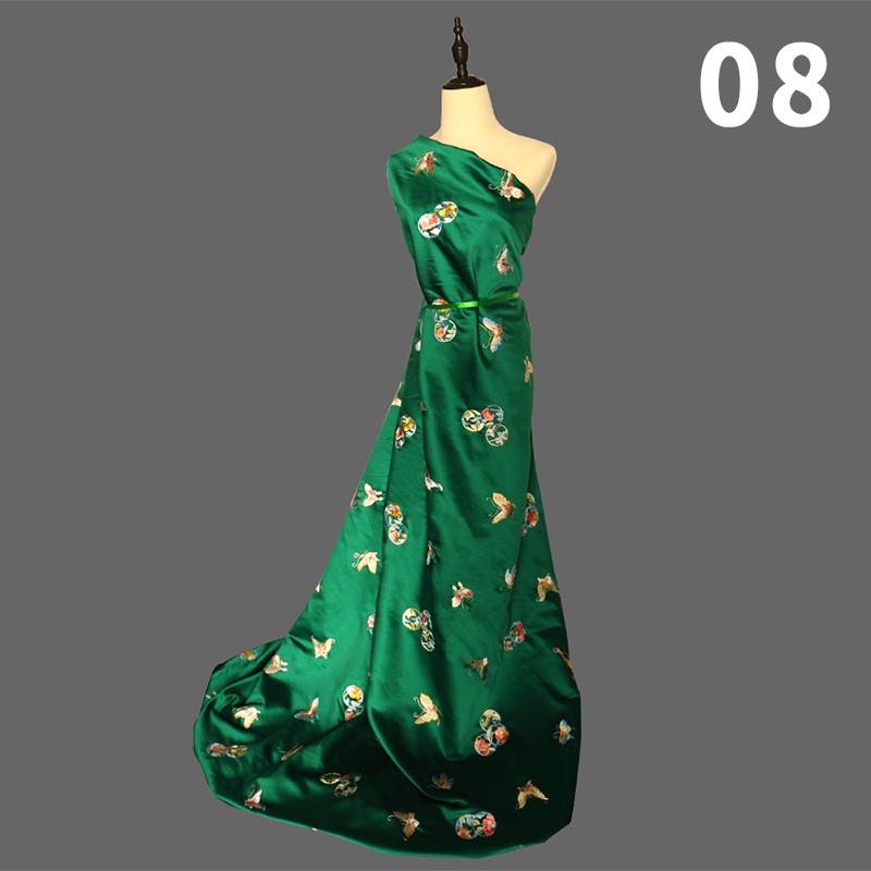 Chinese Style Peony Flower Butterfly Embroidered Fabric High-grade Soft Satin Fabric For Diy Sewing Dress Cheongsam Hanfu Cloth