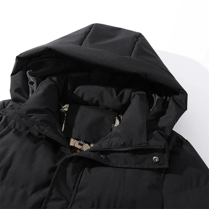 Winter Männer Plus Größe Wasserdicht Winddicht Mittel Langer Mantel Baumwolle Tasche Verdickt Schwarz Gold Mit Kapuze Baumwolle Jacke