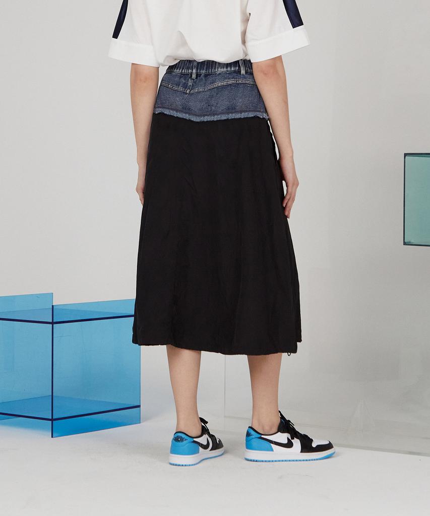 JUCYJUDY J Woven Flare Mix Denim Skirt Jysk321C