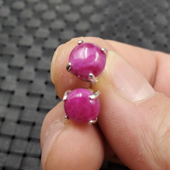 Peach Blossom Jade Round Earrings - Women s Pink Jade Ear Pendants Gold Variant