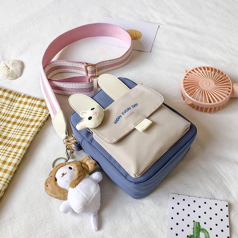 Cute Canvas Bag Female Personality Cartoon Student One-shoulder Cloth Bag Trendy Ins Versatile Crossbody Bag