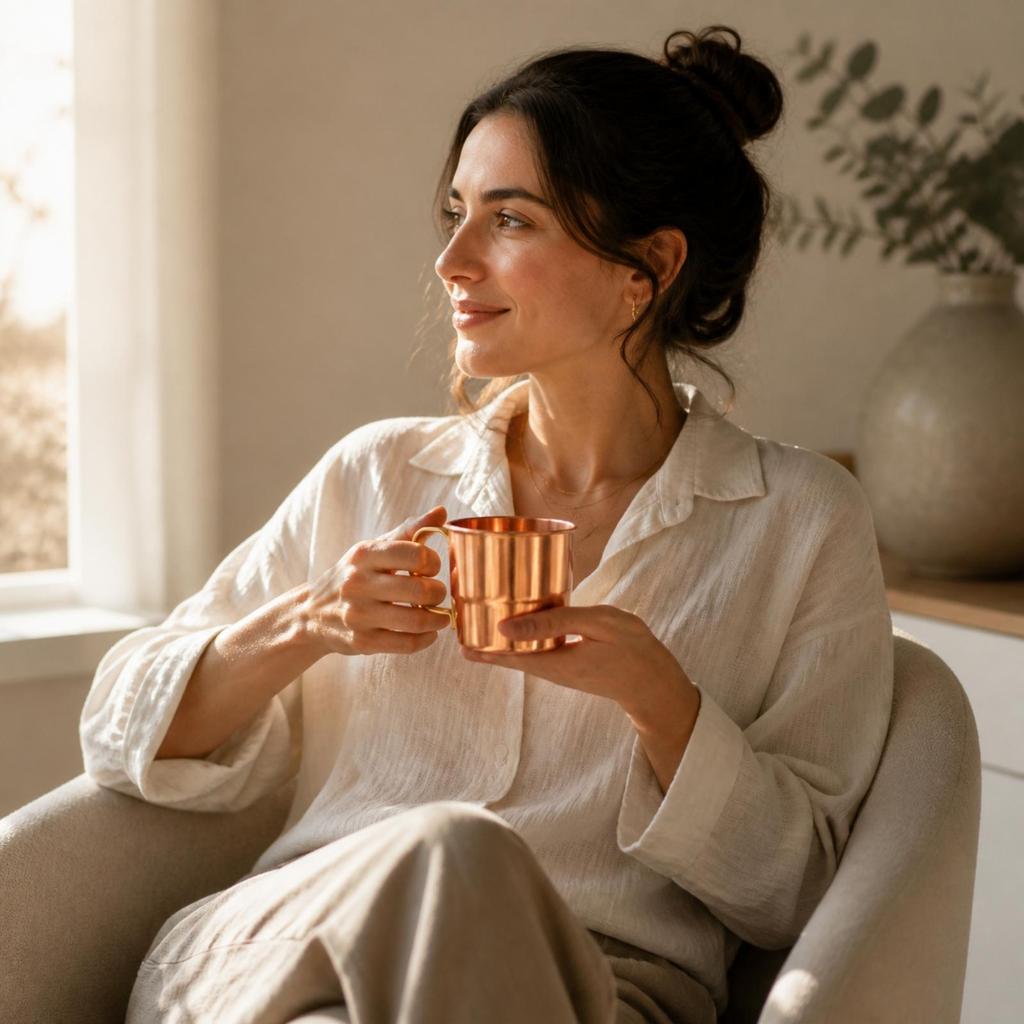 Copper Cup with Side Handle Shatter-Resistant Drinkware Long-Lasting for Camping