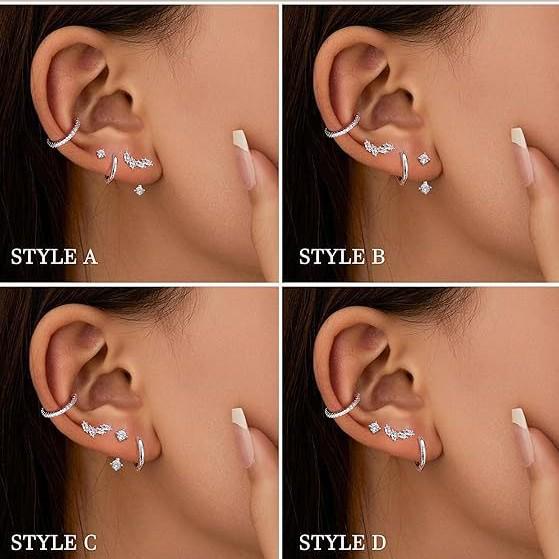 Gold-Plated Brass Hoop Earrings Fashion Set - European & American Design