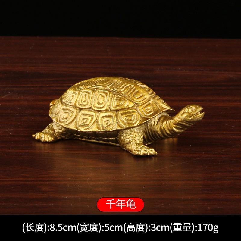 Brass - Small Money Pair Thousand-Year Fu Lu Shou Three-Generation Turtle Ornaments W
