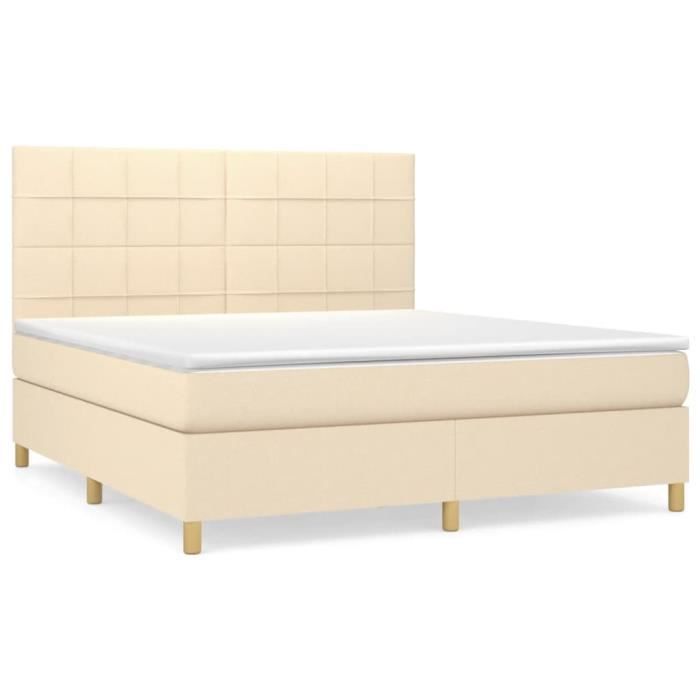 3142350 vidaXL Divan Bed with Mattress Cream 160x200 Cm Fabric