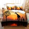 Deer Duvet Cover Set King Polyester Bedding Set For Kid Children Gift Bedding Set 3D Animal Giraffe Purple Theme Comforter Cover