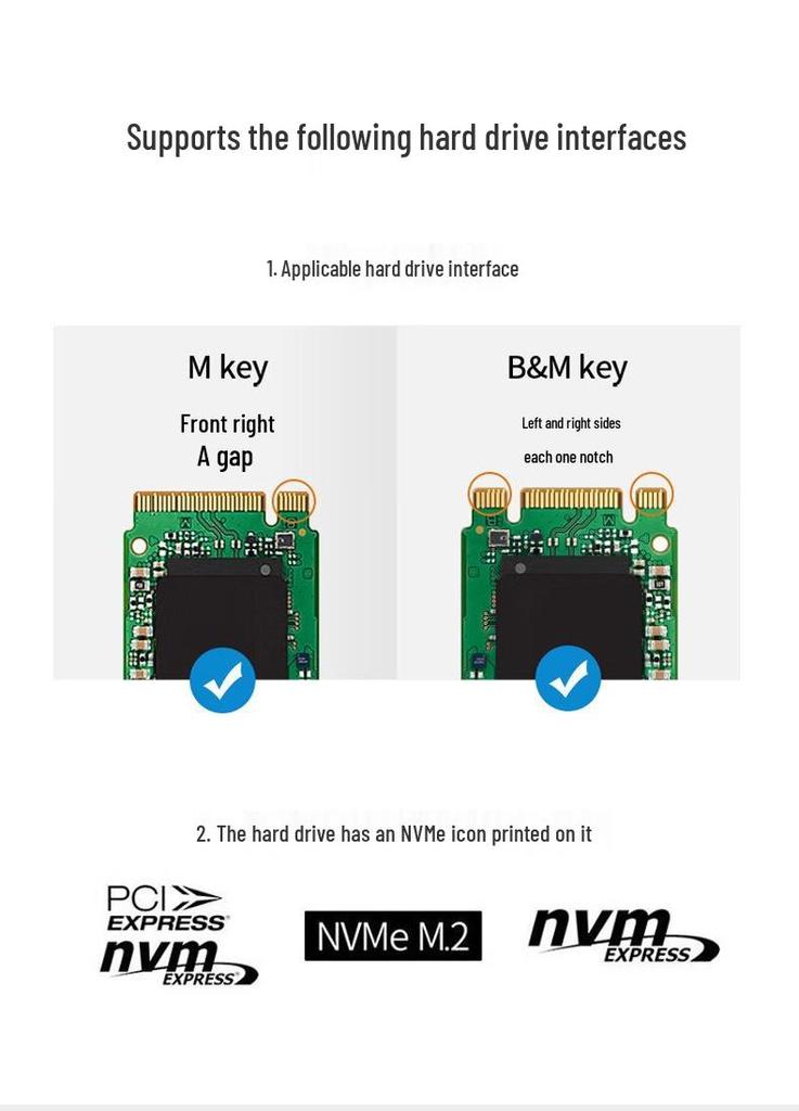 PCIe to M.2 NVMe Expansion Card: 64Gbps High-Speed Transmission, Compatible with 2230/2242/2260