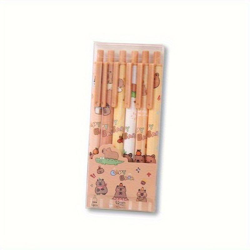 

6PCS/ Box Creative Kapibala Stretchable Pen Aesthetic Cartoon Cute Writing Black 0.5mm Gel Pen School prize supplies,Fun Birthday Gifts,Back To School 6 Pcs(1 Box)