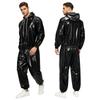 Men Waterproof Hip Hop Dance Outfit Long Sleeve Hooded Jacket with Jogging Pants Raincoat Windbreaker Streetwear Dancewear
