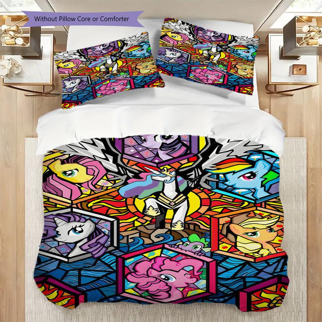 Magical Pony Gathering Threepiece Set 1 Duvet Cover 2 Pillowcase Without Core Duvet Cover And Pillowcase Bedding Set