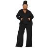 Übergröße Samt Damen Zweiteiliges 2-teiliges Set Outfits Mode Kurve Gerade Hosen Anzug und Trainingsjacke Street Trainingsanzug