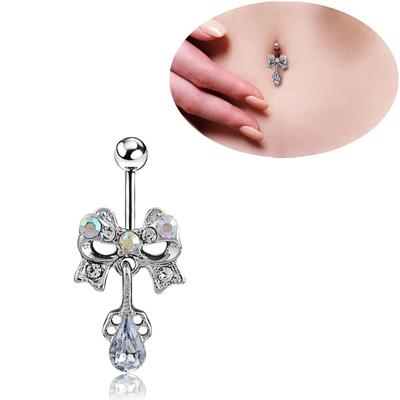 Lazo con anillo de ombligo de diamantes Accesorios de personalidad europea y americana Clavos para el ombligo Hebilla de ombligo de acero inoxidable