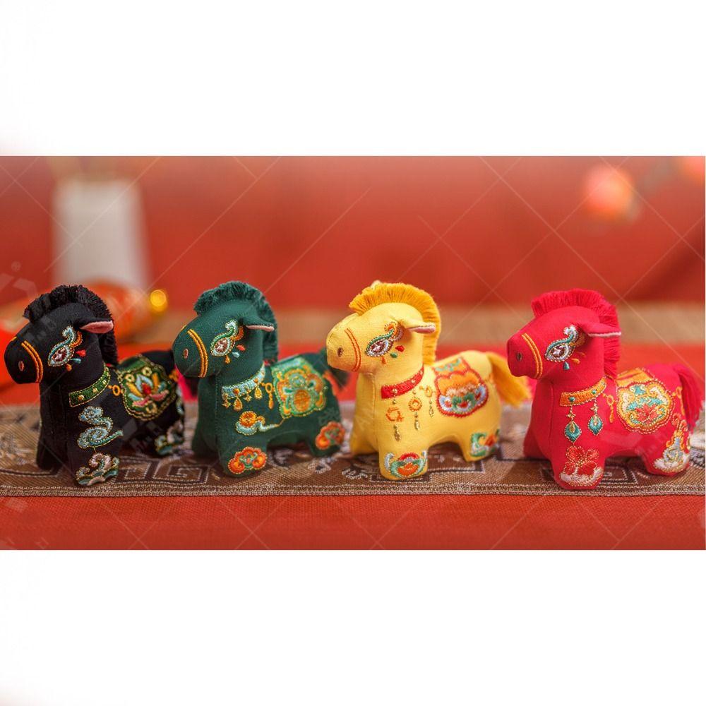 Brocade Zodiac Horse Sachet Refillable Chinese Style Bag Horse Hanging Decoration Zipper Design Embroidery Mascot Pony Pendant