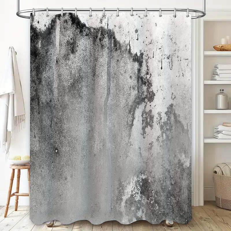 Duschvorhang Vintage Grau Steinstruktur Wasserdicht Hintergrund Bauernhaus Badezimmer Dekor Künstlerisch Grunge Wandbehang Moderner Stil