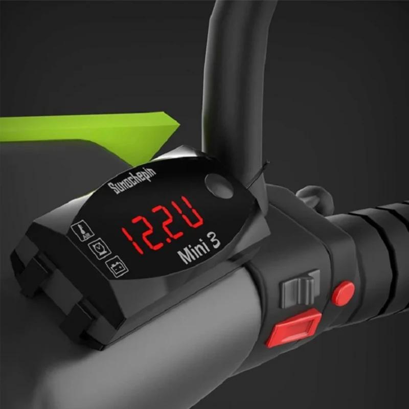 3 in 1 Motorcycle Digital Voltmeter Watch Electronic Clock Thermometer Time Led Waterproof IP67 Universal 12V Motobike Accessory