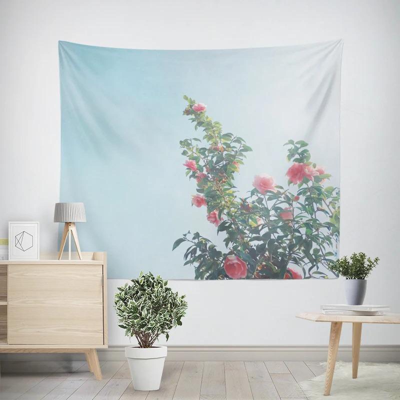 Modern Room Decoration Items Wall Hanging Aesthetic Bedroom Wall Art Large Fabric Tapestry Bohemian Retro Floral Leaves