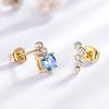 Umcho Natural Sky Blue Topaz Stud Earrings For Women Yellow 925 Sterling Silver Earrings Female Love Gift Fine Jewelry