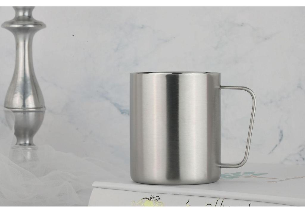 300ml Double-Layer Insulated Coffee Cup - 304 Stainless Steel, Thermal Milk and Mouthwash Cup, Customizable Logo.