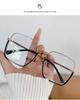 Trendy Metal Large Frame Glasses for Women Fashion Blue Light Blocking Glasses No Degree Reading Computer Eyewear