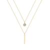 Necklace Geometric Strip Flash Diamond Round Double Necklace Women'S Fashion Diamond Collarbone Chain Necklace