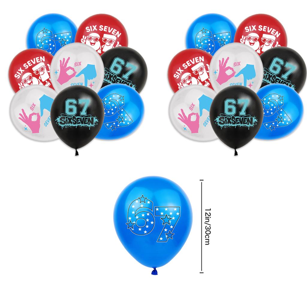Decorațiuni Amuzant pentru Petrecerea 67 Șapte Șase, Set Decorațiuni Petrecere cu Tematică 67 Meme Include Steag, Topper pentru Tort, Toppere pentru Cupcake-uri, Balon