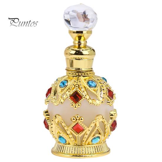 Kompakte Parfümflasche 15ML Vintage Luxus Nachfüllbare Flasche, Ätherisches Öl & Duft Glasspender Dubai Arabischer Stil Leerer Behälter für Reisen