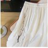 A Stylish and Retro Mid-length Embroidered Skirt with A Flexible Waist and A Double-layered Flowing Skirt