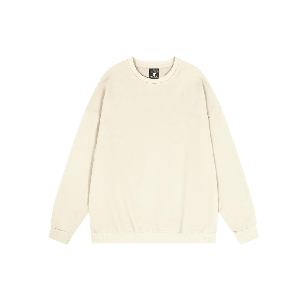 Basic Solid Color Fashionable Crew Neck Twill Sweatshirt Luxurious Relaxed-fit Versatile Unisex Long Sleeve Basic Streetwear Sweatshirt
