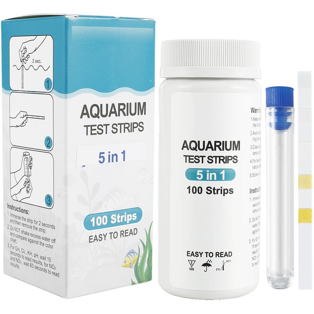 100Pcs Aquarium Test Strips Water Test PH Strips Multipurpose 5-7 In 1 Fish Tank Test Kit for Aquarium Pool Accessories