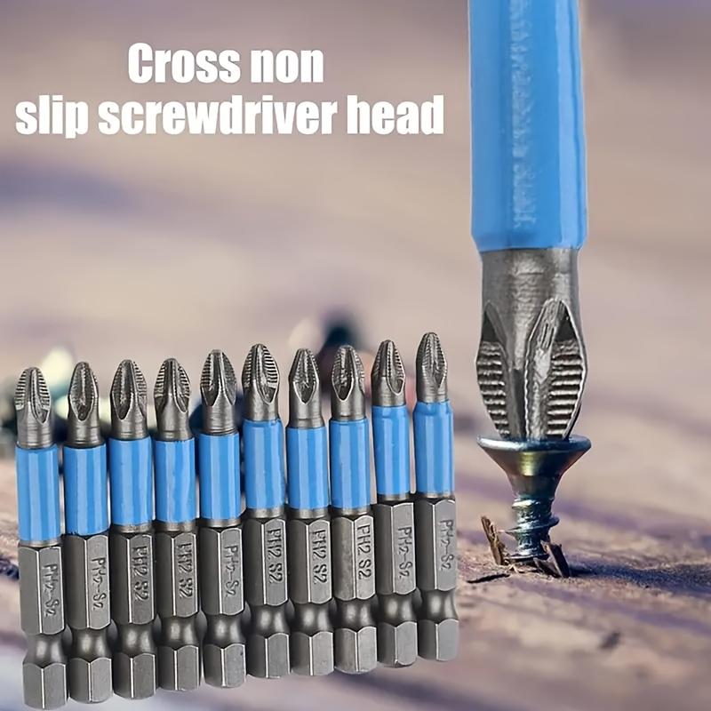 Magnetic Cross Head Drill Bits,Anti-Slip PH1 PZ1 PH2 PZ2 PH3 PZ3 50mm Length with Teeth,1/4" Hex Shank Single Head for Electric Screwdriver Drill
