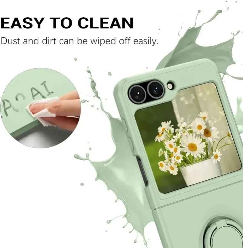 Uchwyt na telefon z płynnym silikonem w kształcie pierścienia do Samsung Galaxy Z Flip ZFlip 7 6 5 4 3 Zflip6 Zflip5 Zflip4 Zflip3 Funda