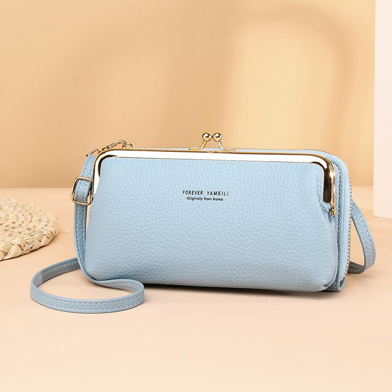 Multi-functional PU Leather Crossbody Bags Simple Lightweight Large Capacity Shoulder Bags Casual Small Mobile Phone Hand Bags